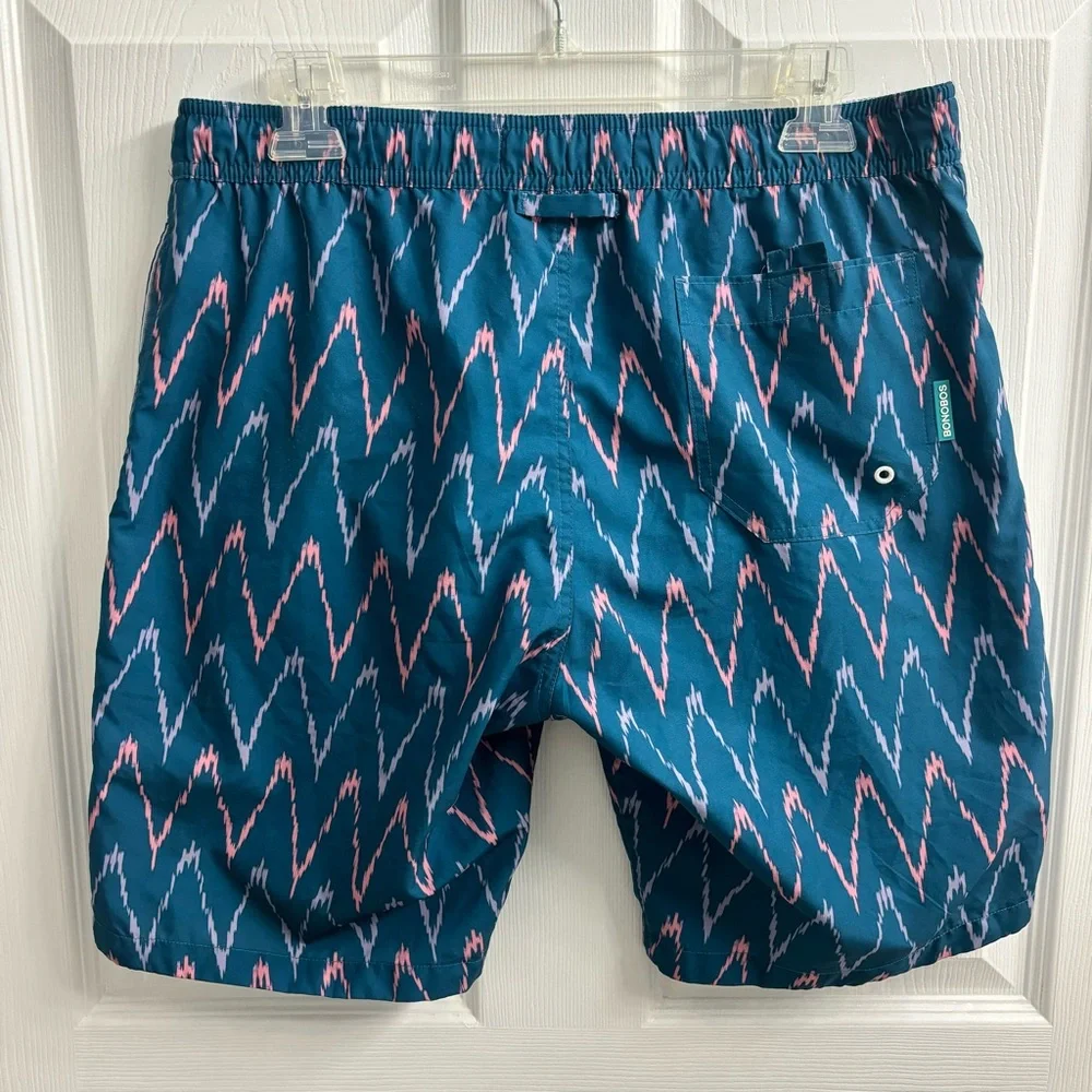 Bonobos Swim Shorts Blue Chevron Trunks Men’s Small 9” Inseam